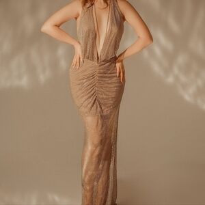 Elegant Rose Gold Evening Gown